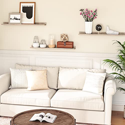 HOOBRO Floating Shelves, Wall Shelf Set of 3, 35.4 Inches Hanging Shelf - color: Greige, size: 35.4 Inches