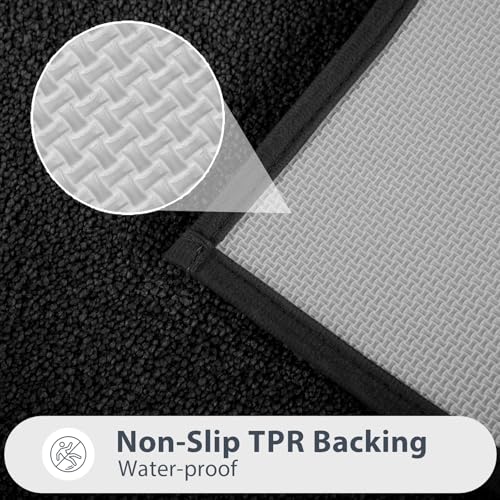 Bathroom Rug 24" x 60", Bath Mat, Runner Rug for Kitchen, Hallway - color: Black, size: 24" x 60"
