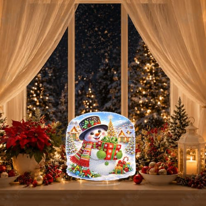 Yunzlly Stand Up Diamond Art Painting Kit, Desktop Gem Painting Ornament Kit for Adults, Tabletop Acrylic Diamond Board Painting (Christmas Snowman) - color: Christmas Snowman