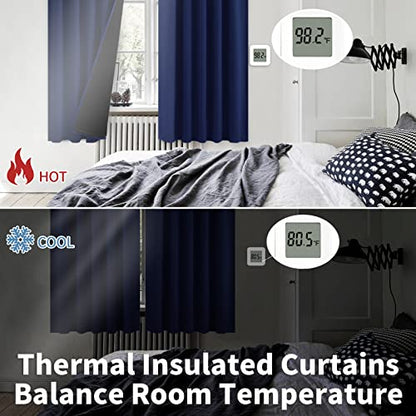BGment Navy Blue 100% Blackout Curtains 63 Inch Length with Insulated Liner - color: Navy Blue, size: 38"W x 63"L (Pack of 2)