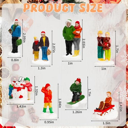 Rileryan 8 PCS Miniature Christmas Village People Figurines - style: A