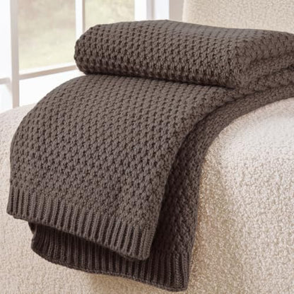 Taupe Brown Throw Blanket, Sweater-Soft Moss Knit, 50x60 Inches - color: Moss-taupe Brown, size: 50"x60"