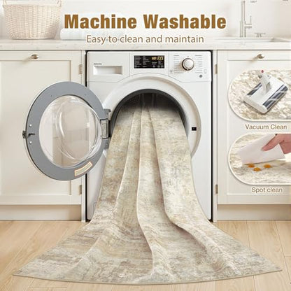 cotiled 8x10 Area Rugs Living Room: Washable Abstract Rug Beige - color: Beige, size: 8' x 10' (Rectangular)