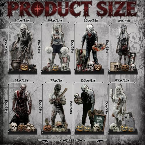 Amyhill 8 Pcs Halloween Zombie Table Decorations Bloody Wooden Signs - color: Grey, style: Zombies