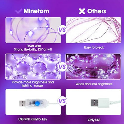 Minetom Halloween Curtain Lights, 300 LEDs Twinkle Fairy Lights, 8 Modes - color: Purple, size: 1 Pack