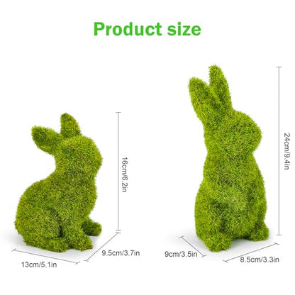 Easter Bunny Decorations,Resin Moss Bunny Figurine,Garden Artificial Moss Rabbit Easter Décor Easter Party Favors Gifts(Medium-2pcs) - size: Medium-2pcs