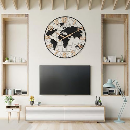Pytha Sight 30 Inch Large Extra Giant Oversized Arabic World Map Wall Clock - color: Black Arabic, size: 30 inch