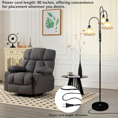 Lightdot Flower Floor Lamp 3 Light Black Dimmable Tall Floral Floor Lamps - color: 3 Flower Down-Black