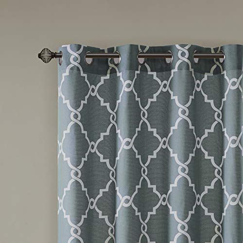 Madison Park Fretwork Print Window Curtain 1 Panel, 50x63 Blue/White - color: Blue/White, size: 50"W x 63"L (Pack of 1)