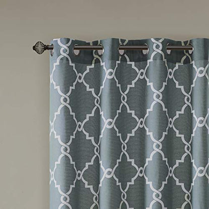 Madison Park Fretwork Print Window Curtain 1 Panel, 50x63 Blue/White - color: Blue/White, size: 50"W x 63"L (Pack of 1)