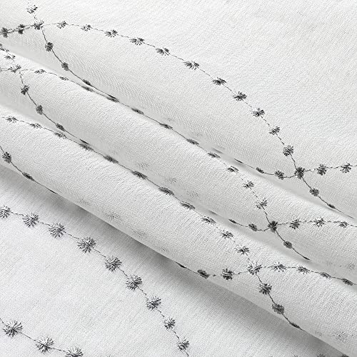 VISIONTEX White Sheer Curtains Grey Dots Moroccan Embroidered 72 Inches - color: Dots-grey, size: 54"W x 72"L (Pack of 2)