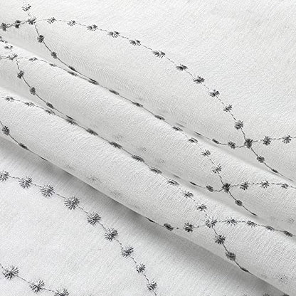 VISIONTEX White Sheer Curtains Grey Dots Moroccan Embroidered 72 Inches - color: Dots-grey, size: 54"W x 72"L (Pack of 2)