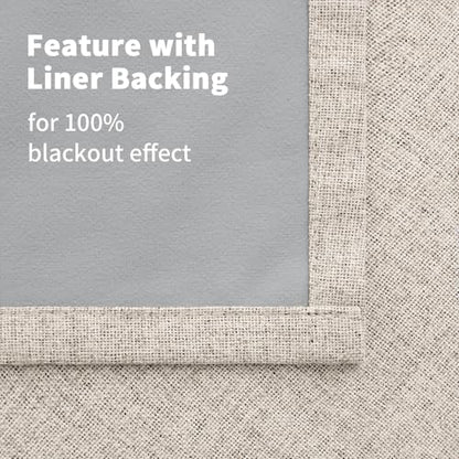 YoungsTex Oatmeal Linen Blackout Curtains 45 Inch Length for Bedroom - color: Oatmeal, size: 42"W x 45"L (Pack of 2)