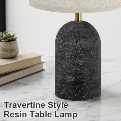 GyroVu Table Lamps Set of 2, Resin Bedside Lamps for Living Room Bedroom - color: Matte Black