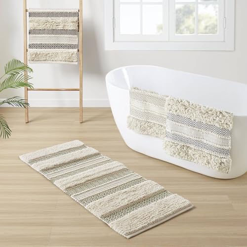 Ink+Ivy Asher Non-Slip Bath Rug Absorbent Quick Dry, 22 x 58, Sage Green - color: Sage Green, size: 1'10" x 4'10" (Rectangular)