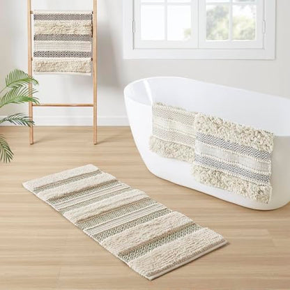Ink+Ivy Asher Non-Slip Bath Rug Absorbent Quick Dry, 22 x 58, Sage Green - color: Sage Green, size: 1'10" x 4'10" (Rectangular)