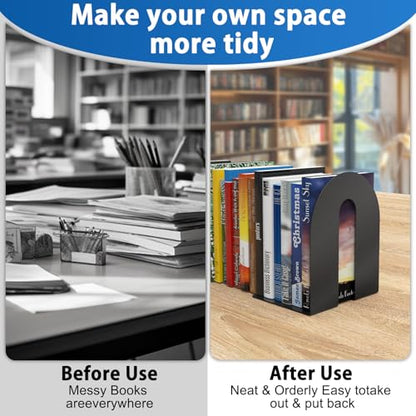 Heavy Duty 10" Bookends,Steel Black Metal Bookends (1 Pairs-2 pcs)