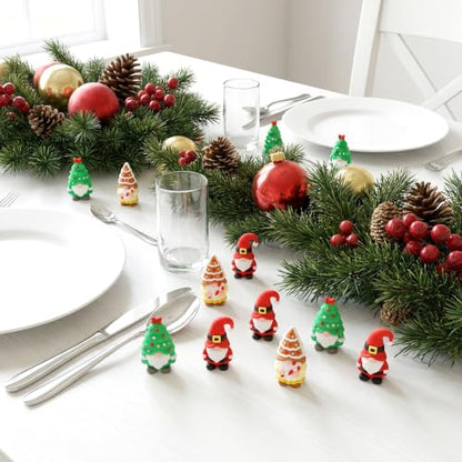 60 Pcs Mini Christmas Gnomes Figurines, Tiny Santa Tree Gnomes Ornaments - color: Christmas, size: 60 Pcs