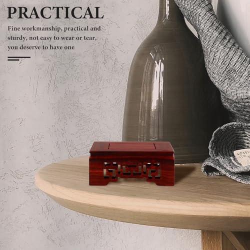 Wooden Vase Display Stand Solid Redwood Square Base Handicraft Wood Riser for Flower Pots and Buddha Statues Desktop Home Décor Pedestal