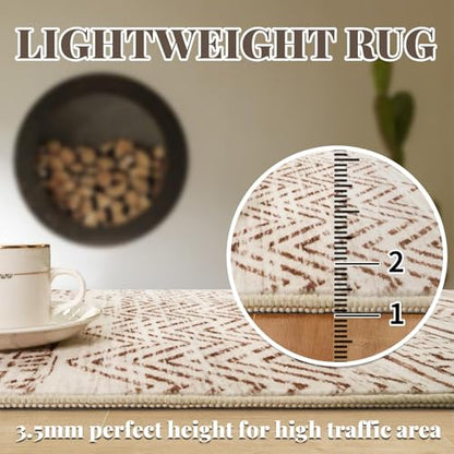 2x4 Runner Rug Washable Moroccan: Non Slip Entryway Throw Rugs Beige - color: Beige, size: 2' x 4'