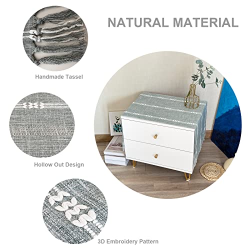 Rustic Small Boho Light Grey Linen Style Table Runner 14 x 36 Inches - style: Light Grey