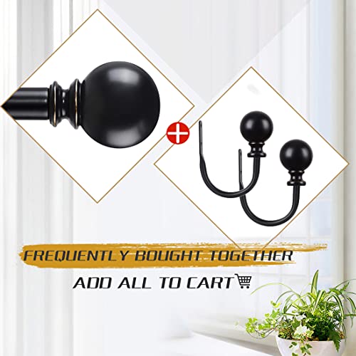 KAMANINA Curtain Holdbacks 2 Pack Wall Mounted with Black Round Finials - color: Black