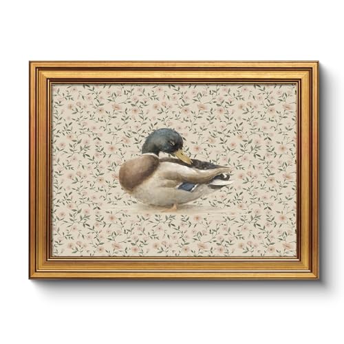 Vintage Gold Framed Mallard Duck Wall Art,12x16 In Bird Painting Botanical - color: Duck, size: 16"L x 12"W