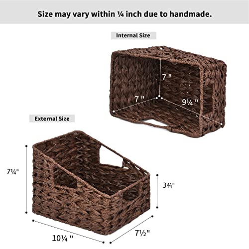GRANNY SAYS Wicker Storage Baskets, Waterproof Wicker Basket with Handles - color: Brown, size: 2x 10¼"D x 7½"W x 7¼"H