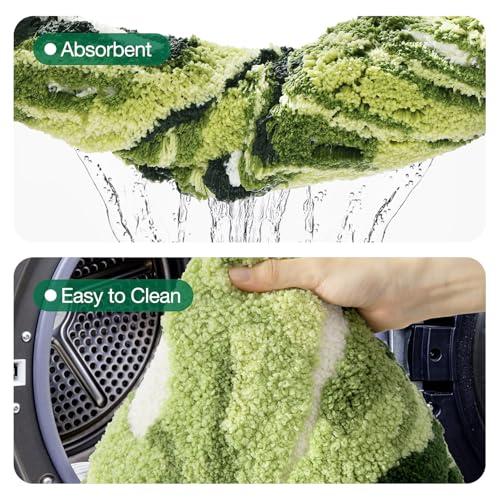 LUMI Bathroom Rug Green Leaf, Absorbent Non Slip Bath Mat, 23.5"x31.5" - color: Ample Monstera