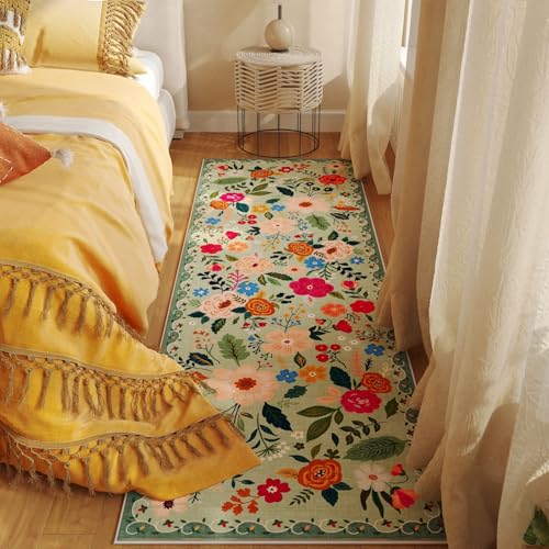 Rugcomf Runner Rug 2x5 Washable, Green - color: Green, size: 2' x 5' (Rectangular)