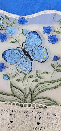 Generic 3-Piece Set Embroidered Window Curtain 2 Panels 1 Valance for Kitchen Restaurant Bar BR (Royal Blue BR-13) - color: Royal Blue Br-13