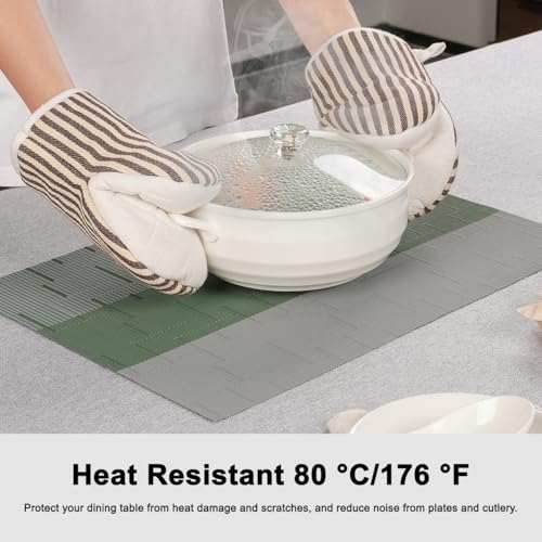 Placemats Set of 4, Vinyl Woven Heat-Resistant Place Mats - color: Gray Sage Green, size: Set of 4