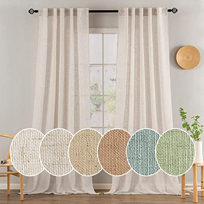 MIULEE Natural White Linen Curtains 52x90 Inch Long 2 Panels for Bedroom - color: Natural Linen White, size: 52"W x 90"L (Pack of 2)