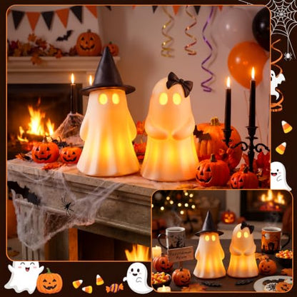 Fumete 2 Pcs Halloween Decorations Indoor, Light up Ghost Couple Figurines - style: Couple Ghosts