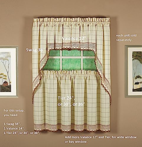 Today's Curtain Adirondack 2-Tone Crochet Tier 30", Ecru/Toast, 60W x 30L - color: Ecru/ Toast, size: 60"W x 30"L (Pack of 1)
