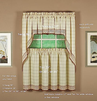 Today's Curtain Adirondack 2-Tone Crochet Tier 30", Ecru/Toast, 60W x 30L - color: Ecru/ Toast, size: 60"W x 30"L (Pack of 1)