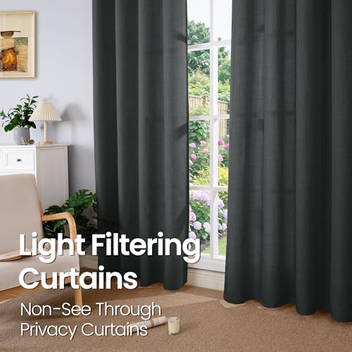 BGment Short Dark Grey Curtains for Bedroom, 54 Inches Long 2 Panels - color: Dark Grey, size: 52"W x 54"L (Pack of 2)