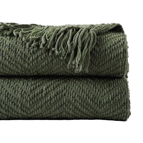 BATTILO HOME Olive Green Throw Blankets for Couch, 60"x80" - color: Olive Green, size: 60"x80"