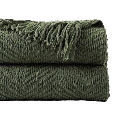 BATTILO HOME Olive Green Throw Blankets for Couch, 60"x80" - color: Olive Green, size: 60"x80"