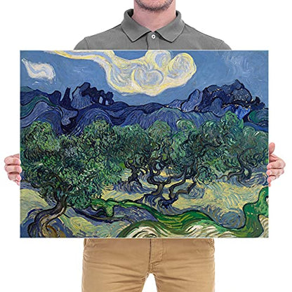 Wieco Art Canvas Prints Wall Art Olive Trees by Van Gogh Classic Abstract Oil Paintings Reproduction Artwork Gallery Wrapped Landscape Pictures for Living Room Bedroom Home Office Decor - size: 26"L x 20"W