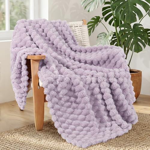 Whale Flotilla Soft Fleece Throw Blanket for Couch & Bed 3D Jacquard, Lilac - color: Lilac, size: Throw(50x60 Inch)