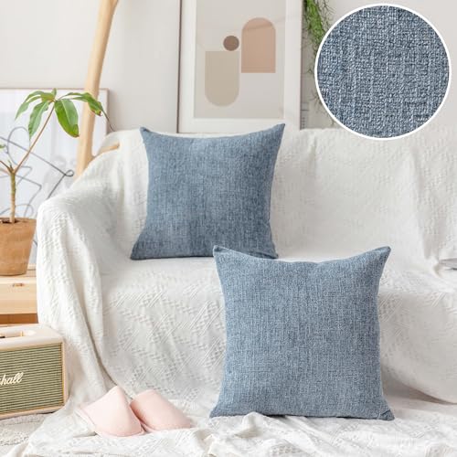 Home Brilliant Euro Sham Covers Super Soft Striped Plush Chenille Velvet Cushion Cover for Bench, 26 x 26 inch (66cm), Set of 2, Jeans Blue - color: Jeans Blue, size: 26" x 26" (Pack of 2)