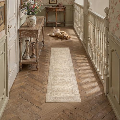 2x5 Beige Neutral Retro Runner Rug - color: Retro | Beige, size: 2' x 5' (Runner)