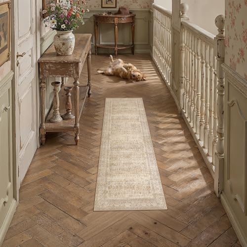 2x6 Beige Neutral Retro Runner Rug - color: Retro | Beige, size: 2' x 6' (Runner)