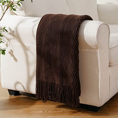 BATTILO HOME Brown Throw Blanket for Couch, 50"x60" - color: Brown Wavy, size: 50 x 60 in.