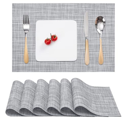 Myir JUN Placemats Set of 6 Kitchen and Dining Table Placemats - color: B-gray, size: Set of 6