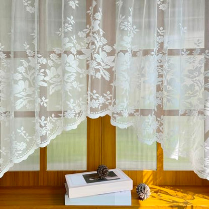 1pc White Lace Arched Swag Sheer Curtain for Doorway Kitchen - size: 63"W x 39"L (Pack of 1)