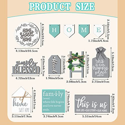 FairySandy 11 Pcs Home Tiered Tray Decor Minimalist Rustic Wooden Signs - style: Minimalist