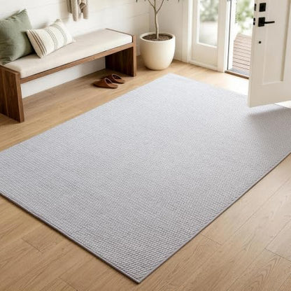 Sunfly 4x6 Washable Area Rug with Non Slip Rubber Backing Light Grey - color: Light Grey, size: 4' x 6' (Rectangular)