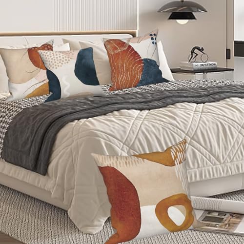Boho Abstract Pillow Covers Navy Blue Burnt 20x20 Set of 4 - color: Abstract 8, size: 20" x 20" (Pack of 4)